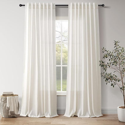 Natural Linen Curtains 90 Inches Long by Nanspring