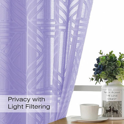 Simplebrand Lavender Sheer Curtains 72 Inch Length 2 Panels - Image 2