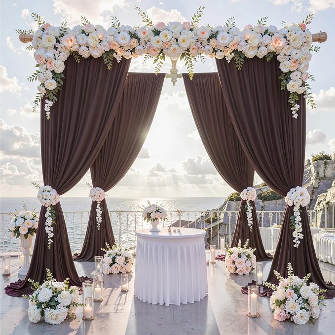 40 ft x 10 ft Wrinkle Free Brown Backdrop Curtain - Image 2