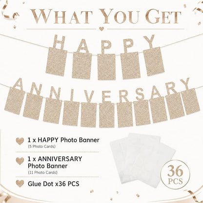 Champagne Gold Happy Anniversary Banner - Image 4