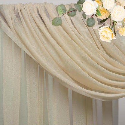 Wedding Arch Draping Fabric Backdrop Drapes 28.7" x 20FT, Champagne | Sheer - Image 4