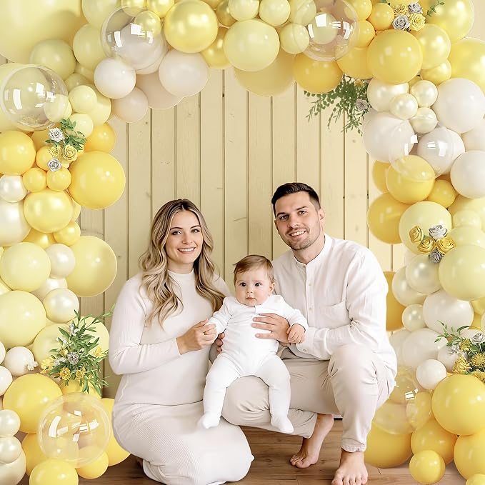 Amandir 173 Pcs Pearl Yellow Balloon Arch Kit | Double Stuffed Pastel Light - Image 6