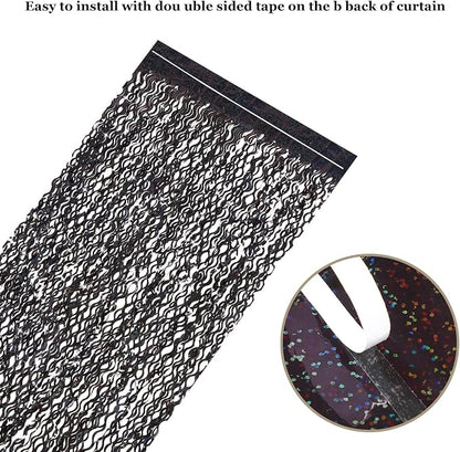 Black Foil Curtain Backdrop, CYLMFC 3 Pack 3.3 ft x 6.6 ft Sparkle Metallic - Image 4