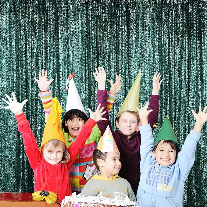 Sugargirl Dark Green Sequin Backdrop Curtain 4FTx8FT Glitter Dark Green - Image 3