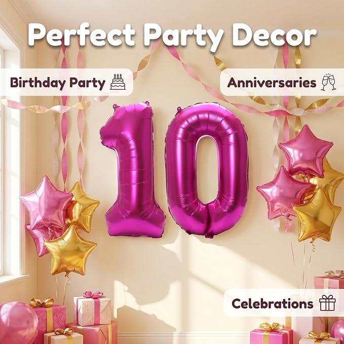 Number 10 Balloon Foil Mylar Balloons - Image 3