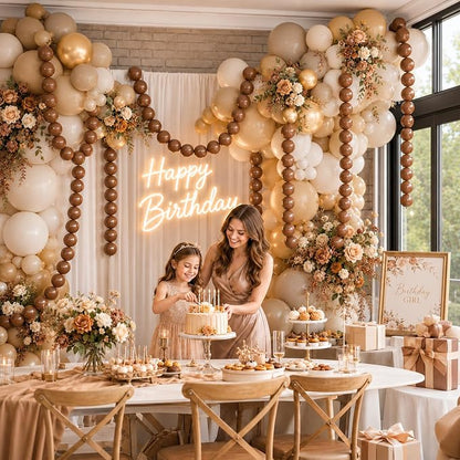 Dark Brown Linking Balloons, Fall Thanksgiving Woodland Harvest Boho Birthday - Image 7