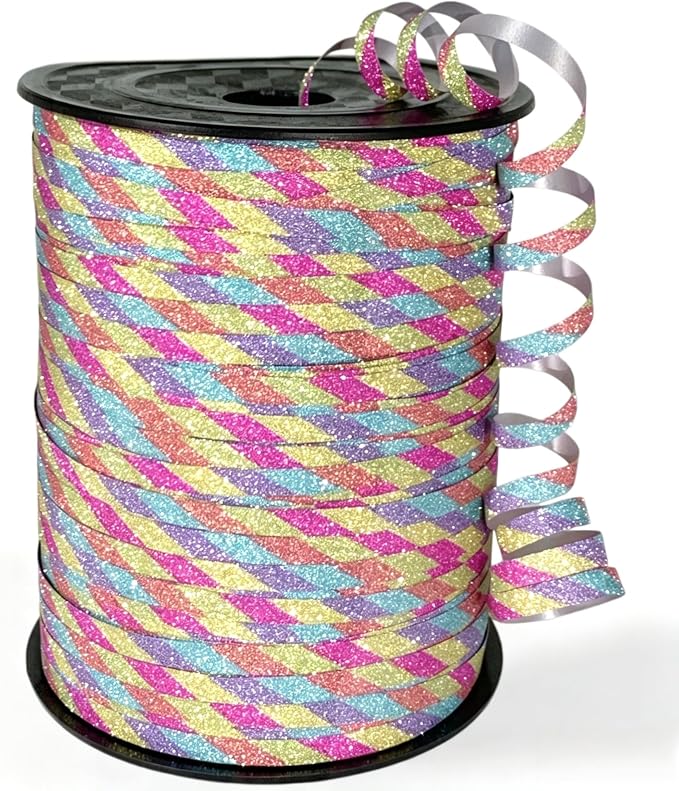 500 Yard Rainbow Balloon String Curling Ribbon, Glitter Birthday Ribbons | Bows by Winjeto