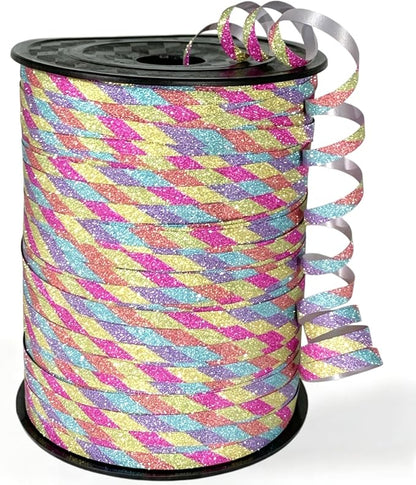 500 Yard Rainbow Balloon String Curling Ribbon, Glitter Birthday Ribbons | Bows by Winjeto