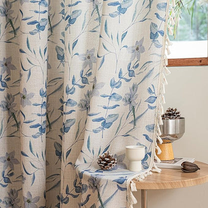 ENJOYBRIDAL Floral Curtains 84 Inches Semi Sheer Living Room Drapes Farmhouse - Image 6