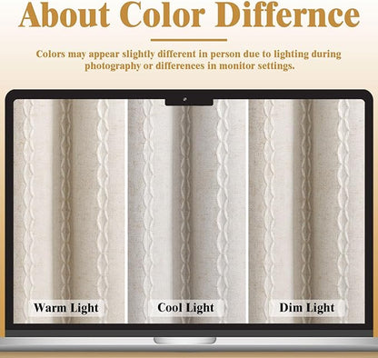 Ivory 100% Boho Blackout Curtains 72 Inch 2 Panels - Image 6