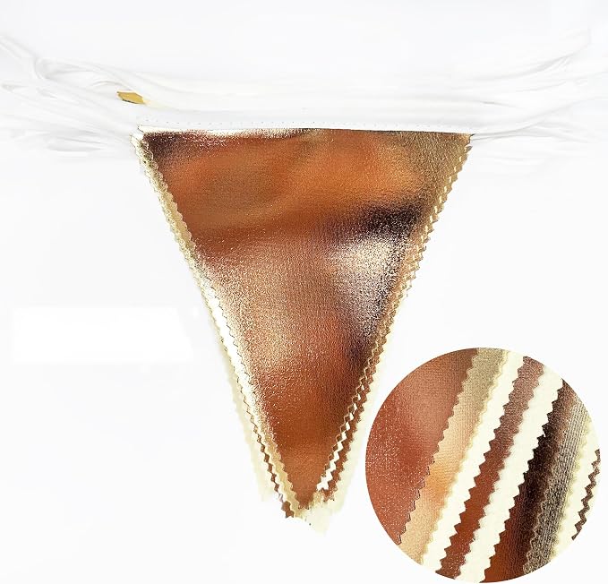 Brown Beige and Gold Party Decorations Fabric Triangle Pennant Banner Flag - Image 3