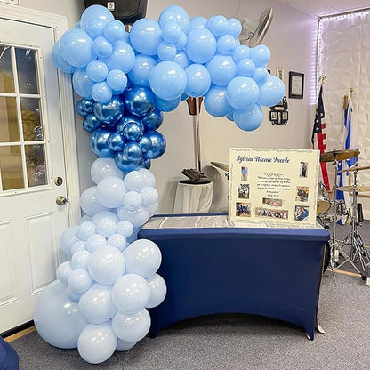 Blue Balloons, 12 Inch Double Stuffed Metallic Light Blue Mixed Latex Balloon - Image 6