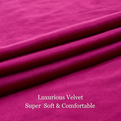 Hot Pink Velvet Blackout Curtains 63 inch - Image 5