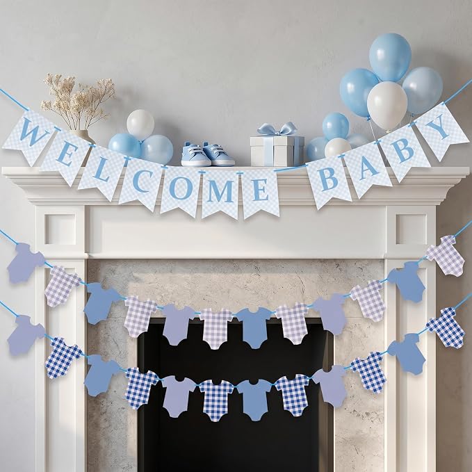 Pre-Strung Baby Boy Baby Shower Banner Sign - Image 5