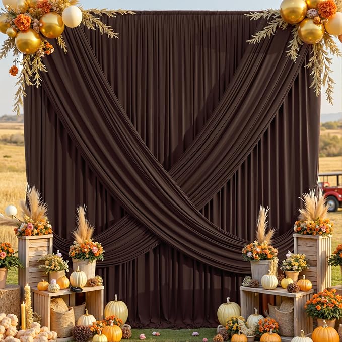50×12ft Wrinkle Free Brown Backdrop Curtain - Image 2