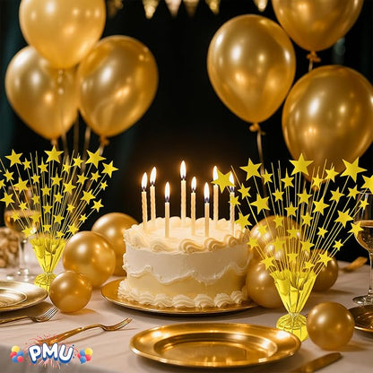 PMU 6 Pack Bursting Star Metallic Foil Spray Centerpiece- Gold Balloon Weights - Image 5
