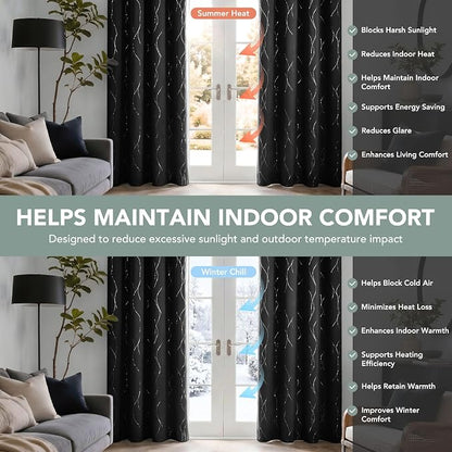 Deconovo 100% Blackout Living Room Curtains 63 Inches Long, Thermal Insulated - Image 4