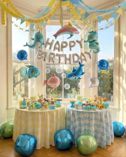 41 PCS Happy Birthday Under the Sea Foil Balloon Party Decorations Kit by Vrukiaa