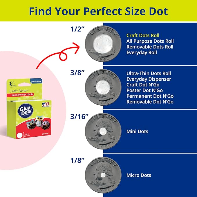Glue Dots, Craft Dots, Double-Sided, .5 Inch, 200 Dots, DIY Craft Glue Tape - Image 5
