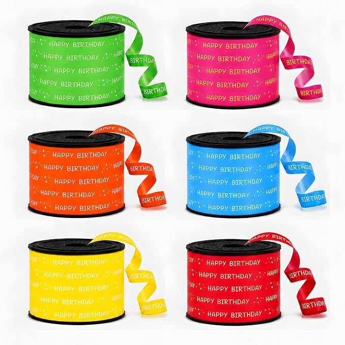 BEISHIDA 6 Assorted Colors Happy Birthday Printed Curling Ribbons Balloon by Beishida