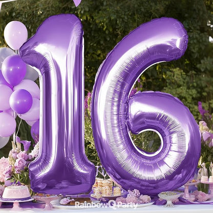RainbowQ Purple 15 Balloon Number 40 Inch 0-40 Foil Large Balloons | Big Mylar - Image 5
