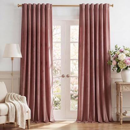 Mauve Velvet Curtains for Home Theater Room Nursery, 300GSM Heavy Soft Velvet by StangH