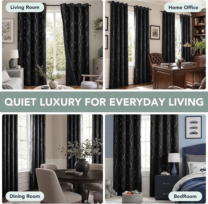 Deconovo 100% Blackout Living Room Curtains 63 Inches Long, Thermal Insulated - Image 8