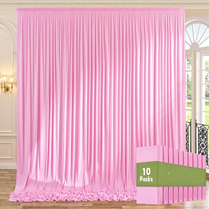 50ft x 10ft Wrinkle Free Pink Backdrop Curtains by ENJOYYOURPARTY