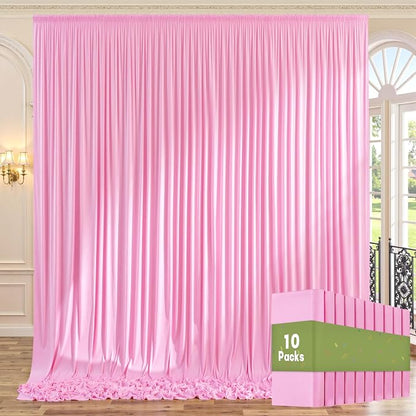 50ft x 10ft Wrinkle Free Pink Backdrop Curtains by ENJOYYOURPARTY