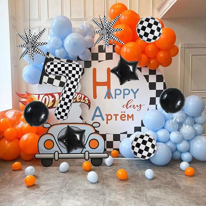 TONIFUL 7th Birthday Balloons Kit 40 Inch Checkered Number 7 Foil Balloon | - Image 4