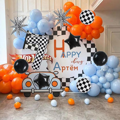 TONIFUL 7th Birthday Balloons Kit 40 Inch Checkered Number 7 Foil Balloon | - Image 4