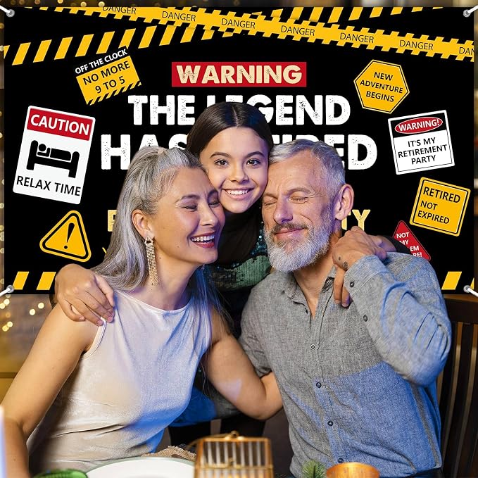 Happy Retirement Banner Caution Logos Retirement Party Decorations Funny Legend - Image 6