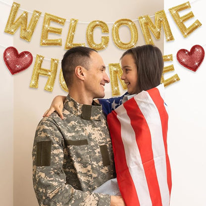 Tegeme Felt Welcome Home Banner, Pre-strung Glitter Welcome Garland Reusable - Image 5