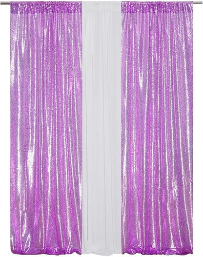 Eternal Beauty Lavender Sequin Backdrop Curtains, 2 Panels 2x8FT | 3mm Sparkle - Image 3