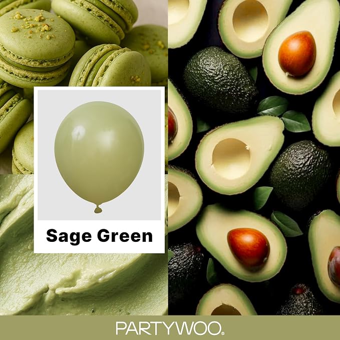 PartyWoo Sage Green Balloons 130pcs Olive Boho Green Color 18 12 10 5 Inch | 18 - Image 2