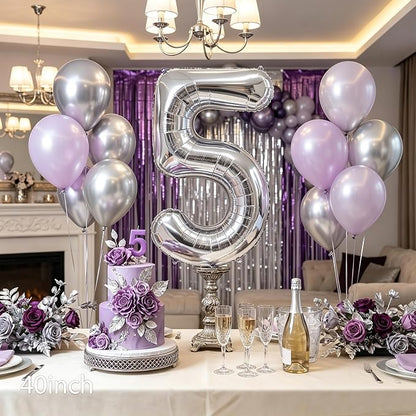 Number Balloons Silver Party Balloon - Image 6