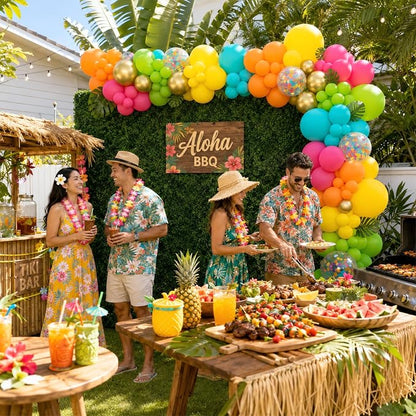Tropical Balloons, Hot Pink Orange Teal Yellow Green Gold Colorful Confetti - Image 5