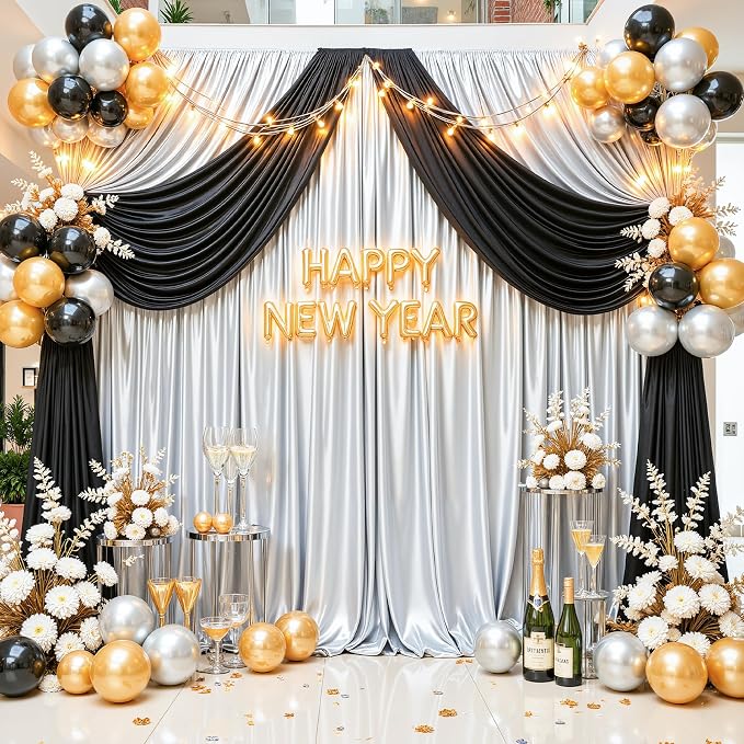 10x10ft Silver Glitter Backdrop Curtain - Image 7