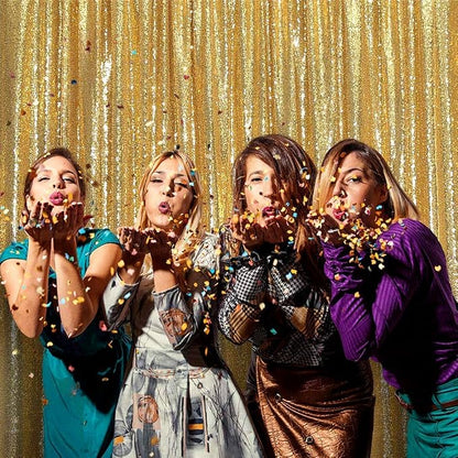 JYFLZQ Gold Sequin Backdrop Curtains 4ft x 8ft 2 Panel Glitter Photo Booth - Image 6