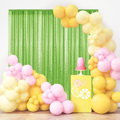 4×8FT-2PCS Apple Green Sequin Backdrop Curtains Panels, Photography Backdrop - Image 2