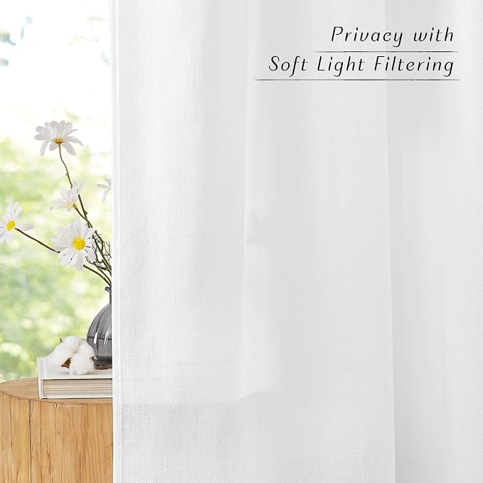 NICETOWN Linen White Curtains 96 inches Long - Image 3