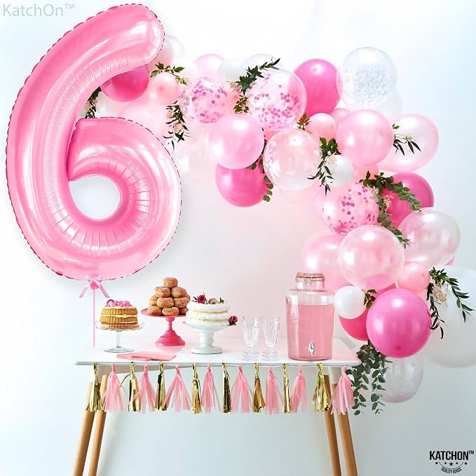 KatchOn Giant Light Pink Number 6 Balloon - Image 5