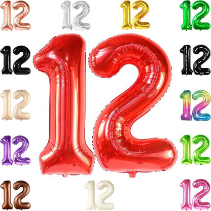 KatchOn Red Number 12 Balloon 40 Inch, 12th Birthday Balloon Decor | 12th by KatchOn