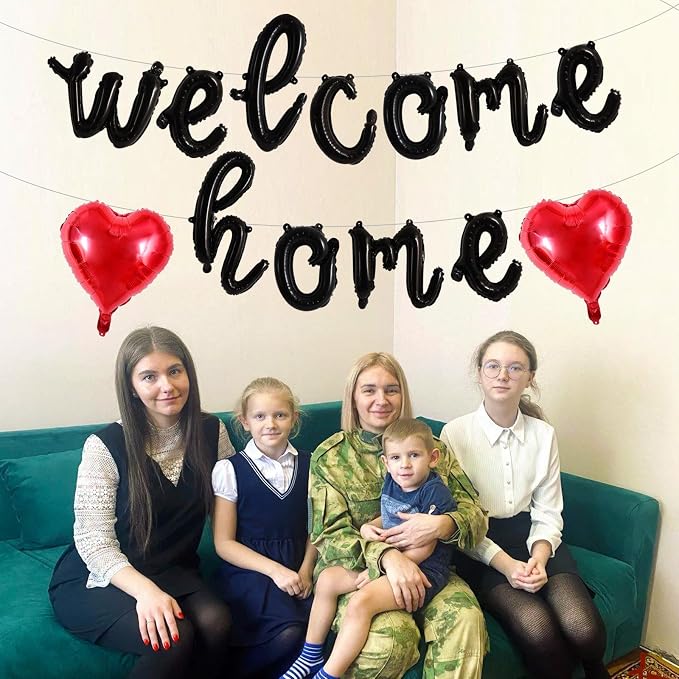 TONIFUL 16 Inch Black Cursive WELCOME HOME Foil Letter Balloon Banner Decor | - Image 4