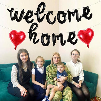 TONIFUL 16 Inch Black Cursive WELCOME HOME Foil Letter Balloon Banner Decor | - Image 4