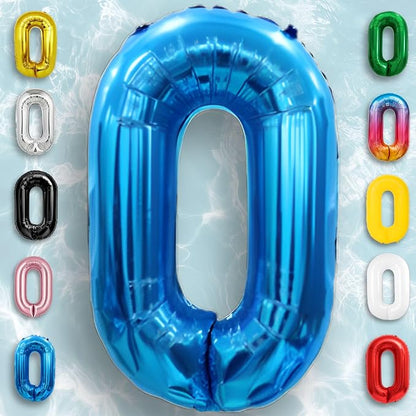 Blue Number Balloon 0 Mylar Foil Balloons 40 inch - Image 5