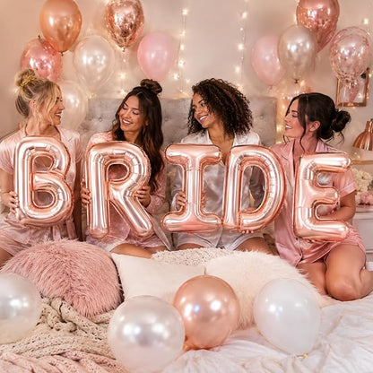 BRIDE Balloons Bachelorette Party Decorations, 16 Inch Rose Gold Bride Letter - Image 4