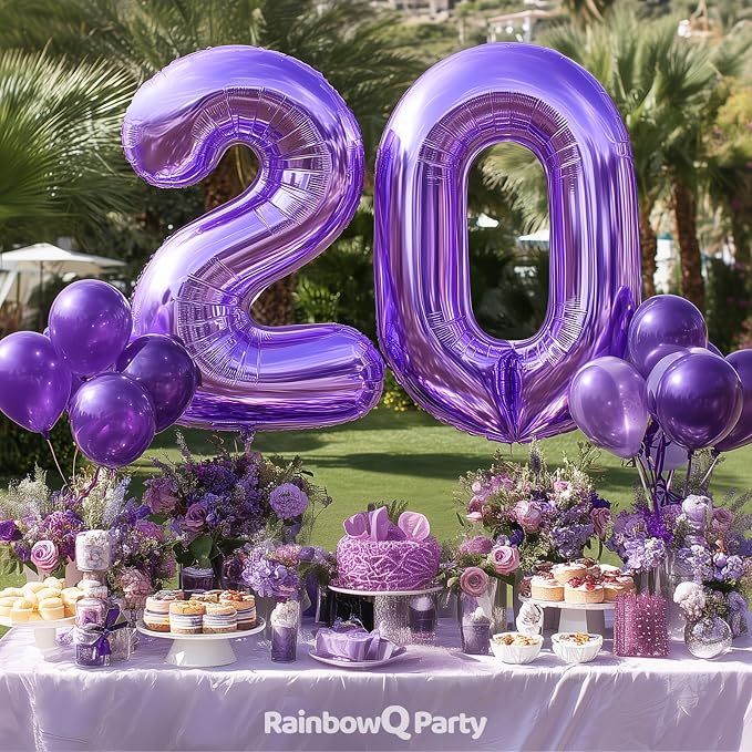 RainbowQ Purple 0 Balloon Number 40 Inch 0-40 Foil Large Balloons | Big Mylar 0 - Image 5