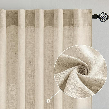 MIULEE Linen Curtains 52x63 Inch Length 2 Panels - Image 2