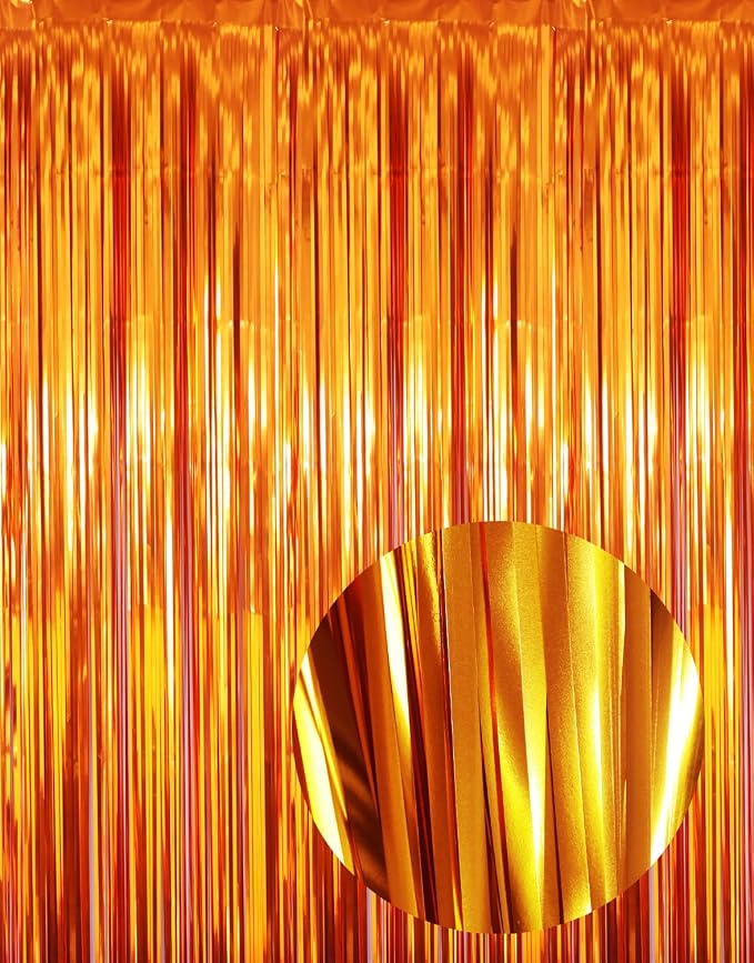 GOER 3.2 ft x 8.2 ft Metallic Tinsel Foil Fringe Curtains Party Photo Backdrop by GOER